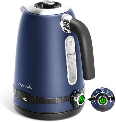 Taylor Swoden Electric Kettle, 7 Variable Temperature (40°C-100°C), 1.7L Fast Boil Quiet Kettles, 2 Hours Keep Warm, Stainless Steel Kettle Cordless, Boil-Dry Protection, 2200W - Sinbad
