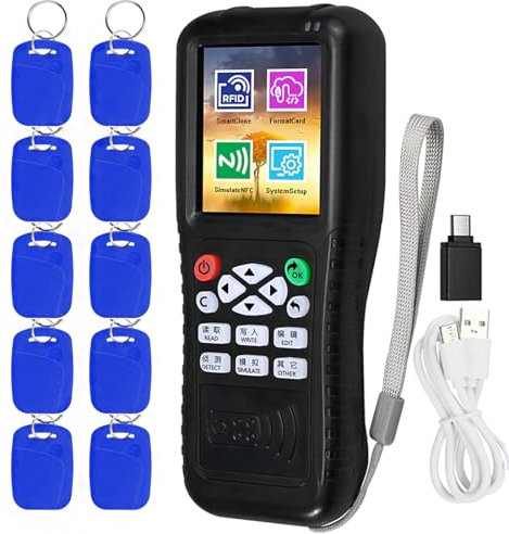 JasugKEY RFID NFC Lector Escritor duplicador, decodificador de Tarjeta cifrada, Programador RFID de múltiples Frecuencias, decodificación de aplicación de teléfono Inteligente de Software Libre