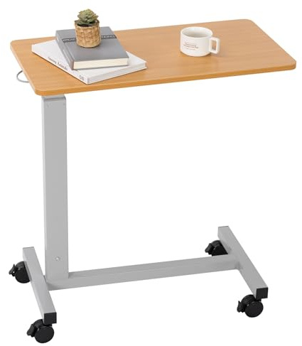 Skuehod Overbed Table with Wheels Adjustable Height, Heavy Duty Hospital Table Over Bed for Home Use 70 Pounds Capacity