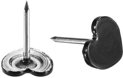 QUARKZMAN 50 Stück Herzförmige Reißzwecken Pinnwand Nadeln Schwarz | Dekorative, Polsternägel, für Wand Pinnwand Korktafel