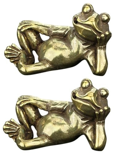 PRETYZOOM 2stücke Vintage Frosch Statue Aus Messing Dekoratives Ornament Für Zuhause Garten Büro Handgefertigte Skulptur Als Für Freunde Und Familie
