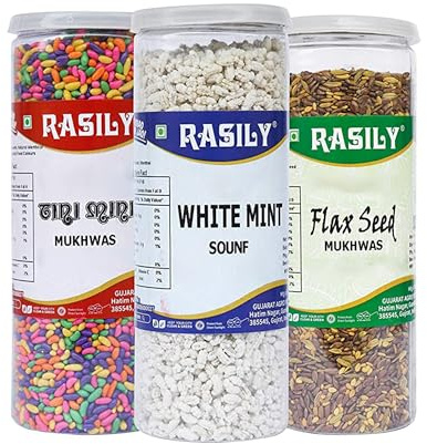 Rasily White Mint Madrasi , Tini Mini & Flax Seed mukhwas Combo_Packing May Vary