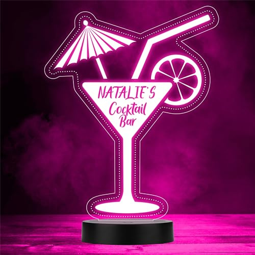 Martini Cocktail Glass Umbrella Home Bar Man Cave Colour Change Night Light | Personalised Gift For Home, Lamp Room Décor | Kids & Adults Night Lights With Name | Personalised Gift For Bedroom |