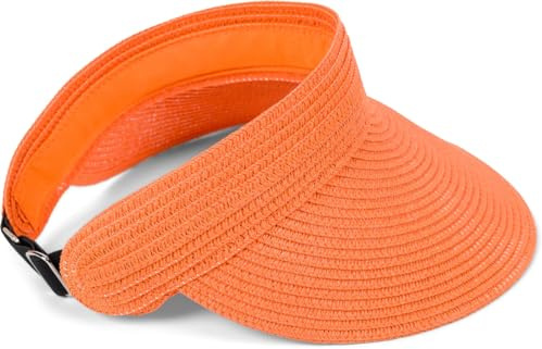styleBREAKER Damer papperssugrör visir, keps, enfärgad, solhatt, skugga, enfärgad, justerbar 04023097, apelsin, En Storlek