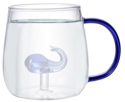 mawma Tazas de Vidrio - Taza de té con Figura de Dibujos Animados en | Bebidas de Barra Transparente, Taza de café con Hielo, Vasos de Jugo, Taza Interior de Animal Lindo para Agua de Cerveza