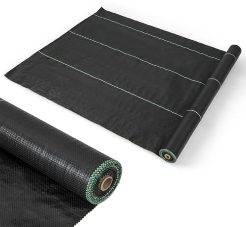 COSTWAY Unkrautvlies 50m², Gartenvlies gegen Unkraut, Unkrautfolie PP, Anti Unkrautgewebe mit Führungslinie, wasserdurchlässig & reißfest & UV-Schutz, für Garten Hochbeet, Schwarz (50x1m-60 g/m²)