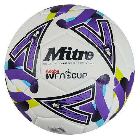 Mitre FA Cup Palloni da Calcio per Unisex Adulto, Bianco/Viola/Verde scuro, 3