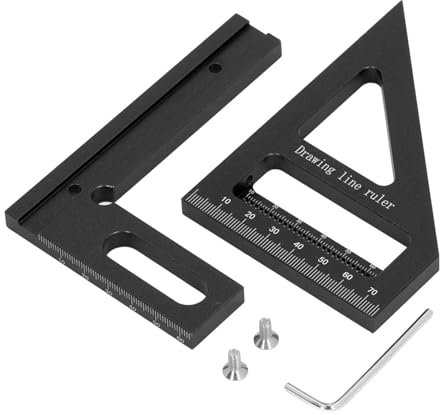 3D Multi Angle Measuring Ruler Aluminum Alloy Square Protractor Miter Tool, High Accuracy, Easy to Operate for Woodworking (Black)