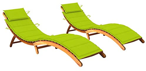 Homgoday Sonnenliegen, Sonnenliegen 2 Stück mit Kissen aus massivem Akazienholz, Sofa Bett Möbel, Gartenliegen, Poolliegen, Sonnenliege für den Garten s1