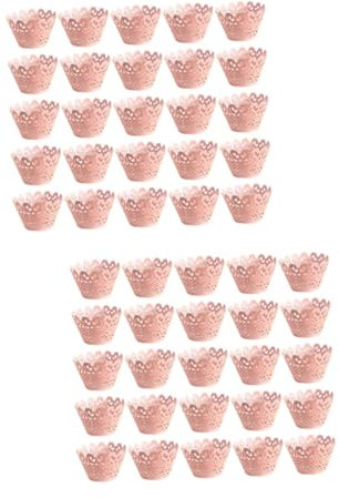 PRETYZOOM 100pcs Hollow Out Cake Wrappers Lace Muffin Wrapping Cupcake Cases Lid for Wedding Baking