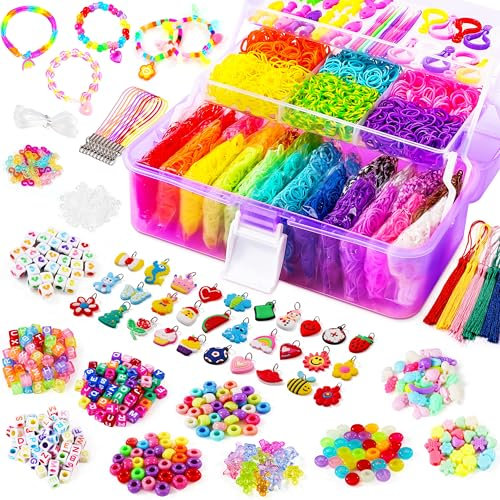 LUZOON 12000+ Loom bandset XXL, 30 färger, gummiband för armband, 3-lagers väska, mega-set, gör-det-själv gummiarmband, pyssel för barn, pojkar, flickor, present (Purpur)