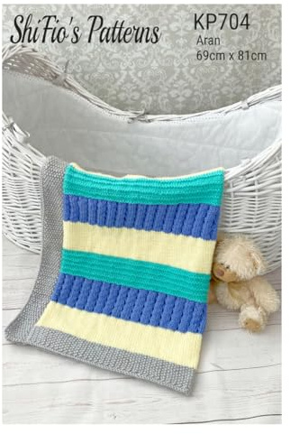 Strickmuster für Babydecke, Aran-Garn, Maße 69 cm x 81 cm, KP704