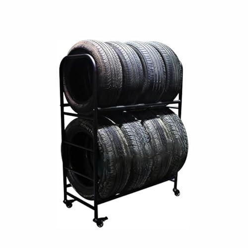 KK-GGL Roll -Reifen -Rack, Großer Reifen -Organizer, Reifenregalregale Mit 4 Rädern, Können 8 Reifen, EIN Verstellbares Rack Für Verstellbare Radanzeigen