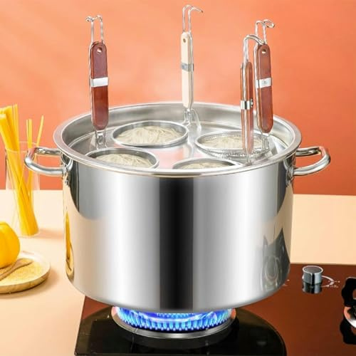 Juego de cocedor de Pasta con complemento, colador y Tapa, vaporera, Varias ollas, Robusta Olla de Acero Inoxidable, Cacerola, Olla para la Cocina del Comedor en casa