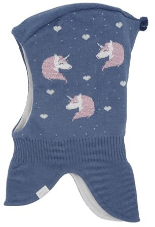 maximo Mini Girl-Schlupfmütze Jacquard Einhorn Made in Germany 55 Denim/Altrosa