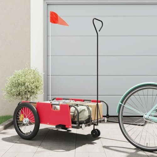 Xichuzi Fahrradanhänger Rot und Schwarz Oxford-Gewebe & Eisen, Fahrrad Anhänger, Lastenanhänger, Handwagen, Fahrrad-lastenanhänger, Lastenfahrrad - 94195