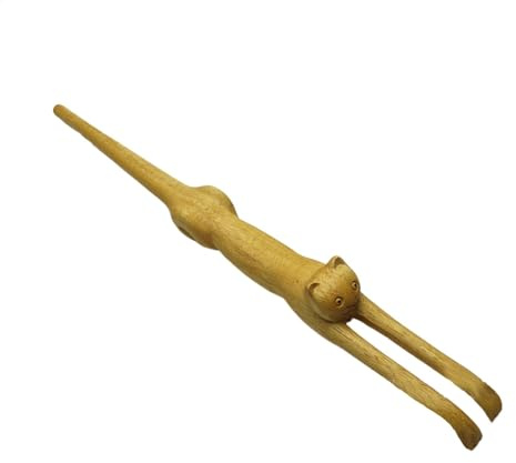 Rascador de espalda de madera para gatos, masajeador de espalda de tilo con mango largo, rascador de espalda en forma de gato para amantes de los gatos | con mango largo, rascador de espalda en forma de gato para amantes de los gatos