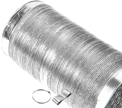 Aluminium Lüftungsschlauch Temperaturbeständig Ventilationsrohr Flexibel Lüftungsschlauch Flexibler Abluftschlauch für Wäschetrockner, Abzugshaube, Rohrventilator, Klimaanlagen(2m,200mm)
