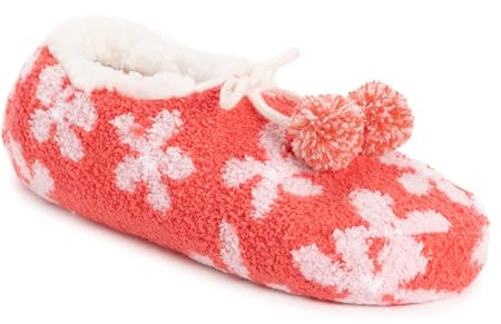Muk Luks Women's Cozy Ballerina Slipper with Sherpa Lining, Pink, OS (6-11)
