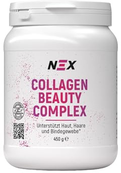 NEX I Collagen Beauty Complex 450 g Pulver I 1 Portion täglich mit 15 g Kollagenhydrolysat Vitamin C Biotin I geschmacksneutral gut löslich laktosefrei ohne Zucker Fett Kohlenhydrate