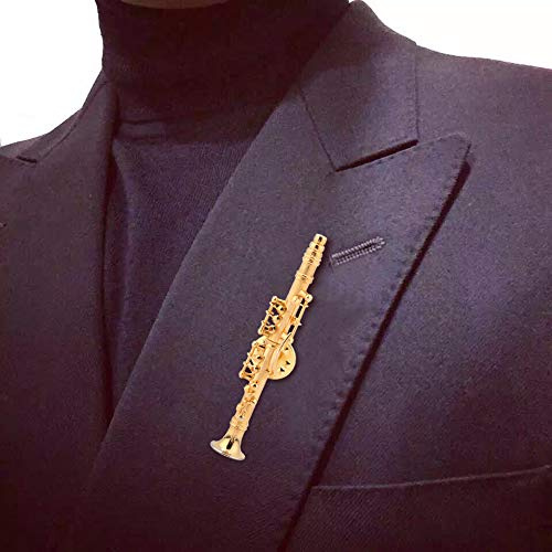 Broche De Clarinette Miniature, Broche De Clarinette À La Mode Placée En Or Broche Broche D'instrument De Musique Broches D'instrument De Clarinette Avec Boîte Pour Les Amateurs De Musique