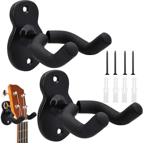 Support Guitare Mural,2 Pièces Support Mural Ukulele Support Mural Pour Guitare Crochet De Cintre De Guitare Support de Guitare Rembourré Doux pour Tous Types Guitares,Basse,Banjo,Ukulele, Fiddle