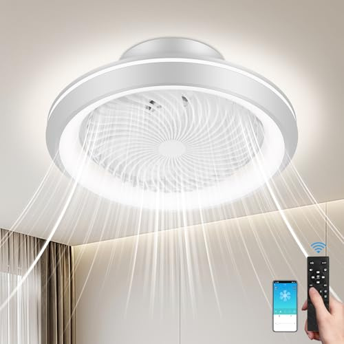 Lightasea Deckenventilator mit Beleuchtung, Deckenlampe mit Ventilator und Fernbedienung, 3 Farbtemperatur und 6 Geschwindigkeiten LED Deckenleuchte mit Ventilator Leise für Wohnzimmer, Schlafzimmer