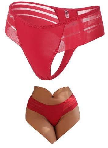 ohyeahlady Mesh Thongs for Women Low Rise French Knickers Panties UK 10-18 | Stretchy, Breathable, Cotton Crotch, Hipster, Cheeky, Briefs