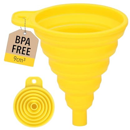 Tool & Tree faltbarer Silikon Trichter gelb – Mini Trichter für Küche & Auto - BPA-frei - Gießhilfe & Einfülltrichter für Öl, Benzin, Mehl, Flüssigkeiten – Platzsparendes Funnel & Küchen Gadget