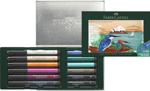 Faber-Castell 267137 - Estuche de Metal con 12 Rotuladores Pitt Artist - Multicolor - Londres