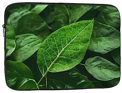 Housse Ordinateur Portable Imprimés Nature avec Feuilles Vertes Pochette De Protection Laptop Sleeve À La Saleté Étanche Housse pour pour Netbook, Travel, 15In