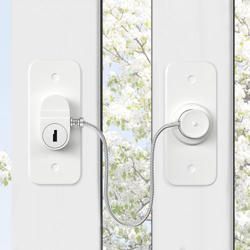 Woobroo Window Locks for UPVC Windows, 2 Packs Window Safety Locks No Drilling Window Restrictor for UPVC, Window Locks Child Safety with Key, Pet Child Locks Refrigerator Lock for Childproof