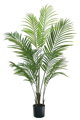 Artificial Palm Tree 4ft - Faux Tree Nearly Natural Indoor Outdoor, UV-Resistant Tall Artificial Plants, Standing Fake Plant Tree, Large Fakeplant for Home Office Living Room Decor