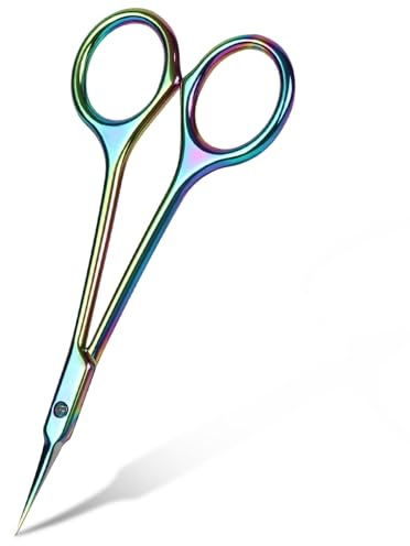 Beugo nagelsax, professionell rostfritt stål nagelbandssax böjd form mångsidig död hud sax manikyr för trimning ögonbryn, näshår, finger- och tåvård, A-färgglad