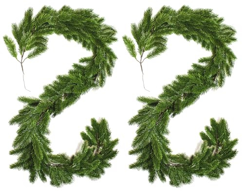 2 Stück 2M Weihnachtsgirlande Künstliche Grüngirlande Künstlicher Weihnachtsschmuc für Treppen & Innen-Outdoor Weihnachtsdeko Haustür Dekoration Läden Treppen Esstische Wände Zuhause Wohnzimmer