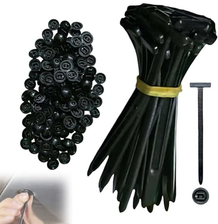 Grip Auto Zip Tie Buckles – Heavy Duty Cable Tie Buckle Zip Ties with Push Mount & Button Pin, Universal Grip Zip Ties for Car Body Fastening, Auto Repair, and Wire Harness Management(100PCS)