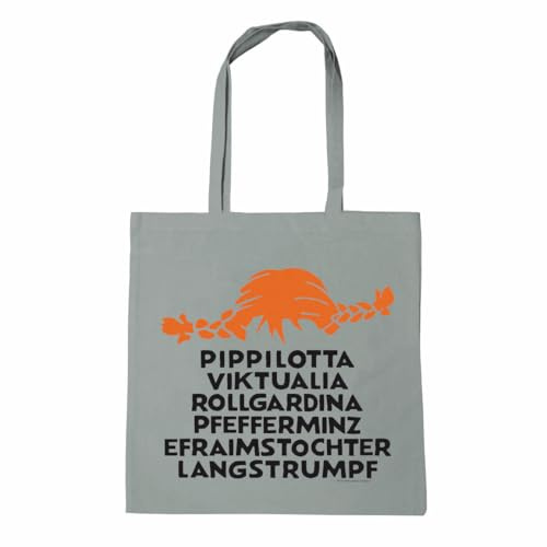 Logoshirt® Pippi Langstrumpf Name Baumwolltasche 38x42 cm | Offiziell lizenzierter Pippi-Langstrumpf-Fanartikel, Pippis rote Zöpfe, bedruckt, lange Henkel, ideal für Alltag und Einkauf