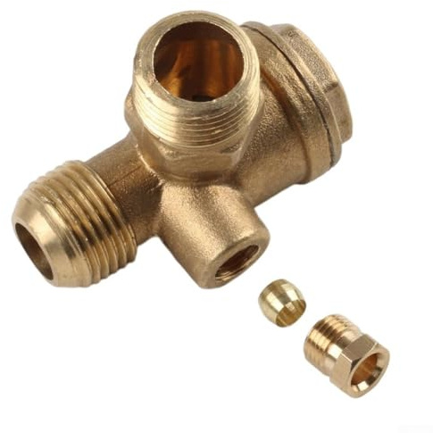Válvula de retención de compresor de aire de 20 mm, conector de rosca macho de latón de 3 puertos para tubo, tanque de presión de aire y bomba de pistón compresor, alto rendimiento de larga duración