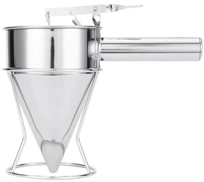 600/1200ML Stainless Steel Funnel with Bracket, Comes with Four Caliber Filters, Octopus Ball Dispenser for Cake Baking Plates, Kitchen Baking Tools(600ml)