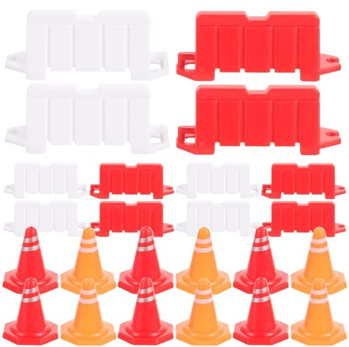 Mikinona 40 pièces Mini Jouets Signalisation Routière Petits Panneaux Circulation Jeux Éducatifs Garçon Fille Barricades et Cônes Colorés pour Apprentissage et Jeu Rôle