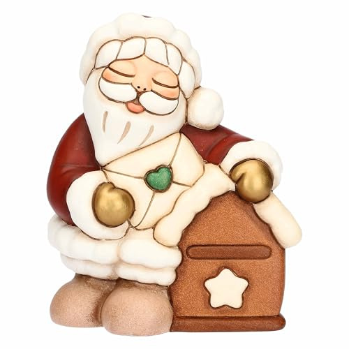 THUN - Babbo Natale con cassetta delle lettere in ceramica, medio -Thunland -7x6,5x9,5 cm