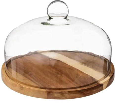 Paris Prix Secret de Gourmet - Cloche Protection avec Plateau Acacia 28cm Marron