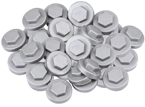 Abeicy 400 Packs Silver Gray 8mm Hex Roofing Screw Caps, Waterproof Plastic Roof Screw Cover for Hex Slef-Drilling Screws