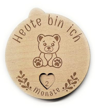 Baby Meilensteinkarten aus Holz, Drehscheibe, Geschenk zur Geburt, werdende Eltern