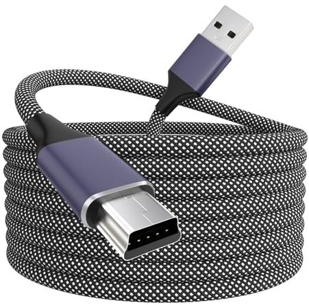 Yaekea 10FT Mini USB Cable Compatible with Garmin GPS, Canon/Nikon Camera, PS3 Controller, Blue Yeti Microphone, Texas Instruments Calculator, Gopro Hero, Dash Cam Two-Tone Braided Mini Cable
