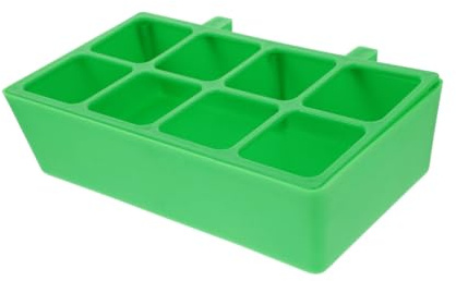 KALLORY Parrot Bird Food Feeder 8-Compartment Green Plastic Bird Cage Food Dispenser Anti-Scatter Feeding Bowl