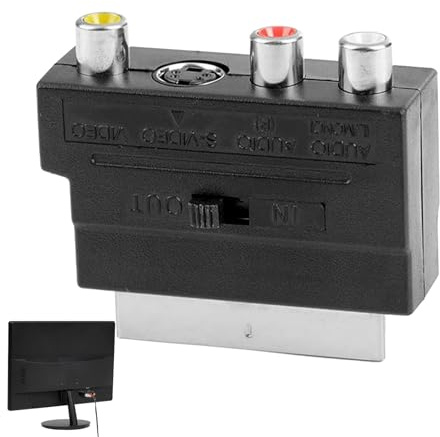 BaZuyunMd 1 adaptador de euroconector a 3 conectores RCA hembra, conmutador de entrada y salida + S-Video S-VHS AV Audio Video Adaptador, adecuado para dispositivos DM y otras series con conectores
