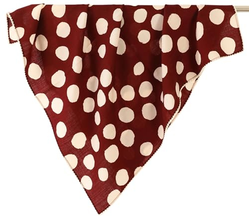 Prettystern Damen Wolltuch 65cm doppelseitig bedruckt mit Spitzenrand Polka-Dot gepunktet leichtes Nickituch für Frühling & Herbst