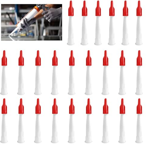 24 Pezzi Beccuccio Silicone, Beccucci per Cartuccia, Punte per Cartucce, Ugelli in Silicone, Ugelli per Calafataggio e Tappo di Tenuta Rosso per il Sigillo di Finitura Della Cucina del Bagno