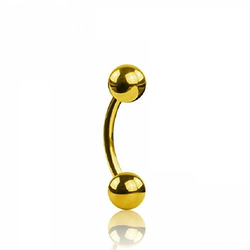 eeddoo Piercing Banane Gold Edelstahl Gewinde: 1,2 mm Länge: 6 mm 3 mm